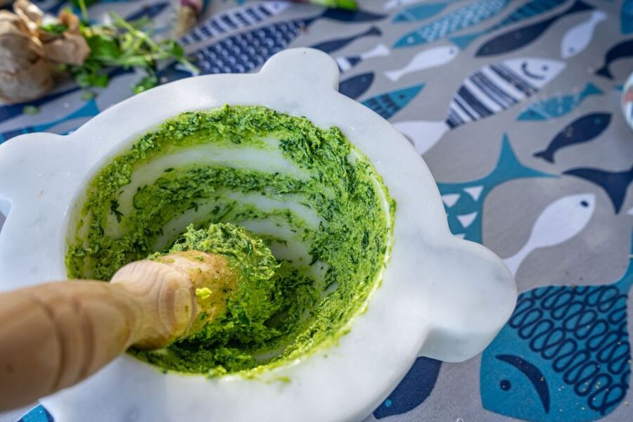 Cinque Terre: Gnocchi & Pesto cooking class with seaview - Genovese pesto: learning the balance, not just the flavor