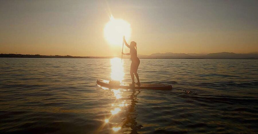 Lake Garda: Stand Up Paddleboard Experience with Dry Bag - What you get with the SUP, life vest, leash, and dry bag